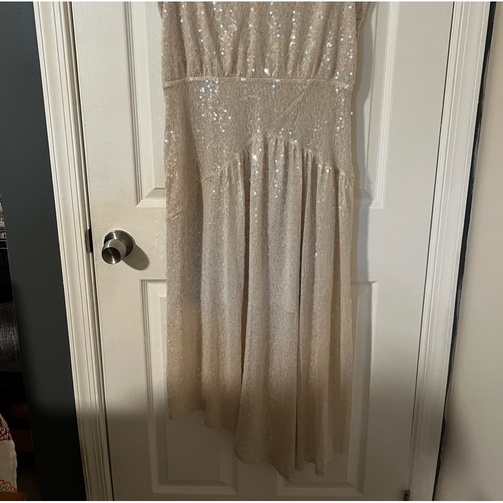Express sequence large cream dress